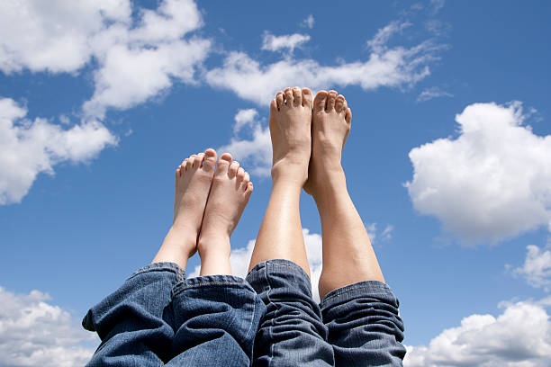 Feeling relaxed and letting the bare feet air out in the sun.