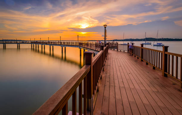 istock Singapore Changi Boardwalk Sunset scene (composite) 1485004633