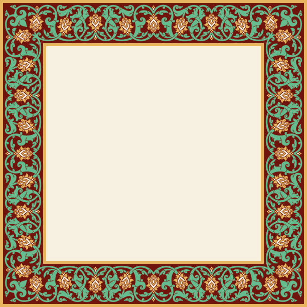 Rectangle Floral frame vector art illustration