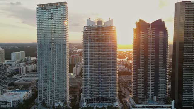 cityscapes and modern towers in Miami, Florida. panoramic view . ocean, beach and promenade