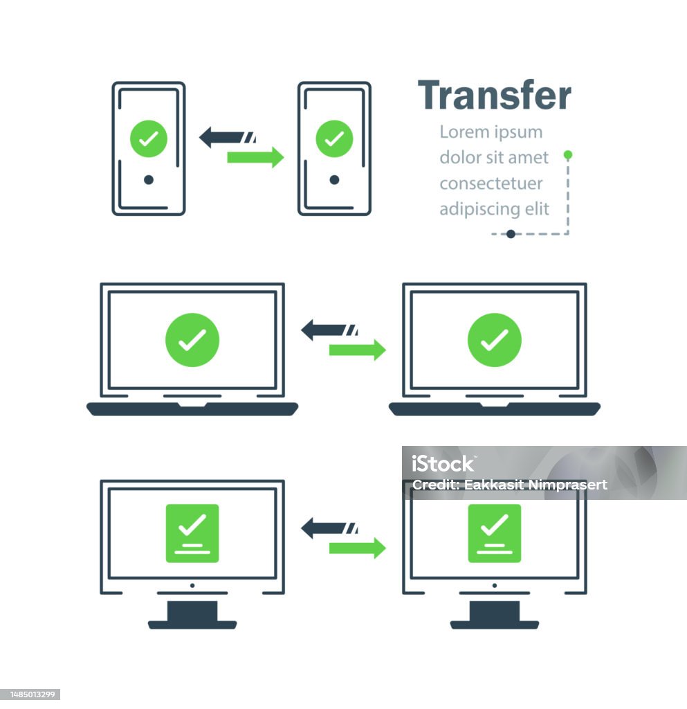 Linear Easy File Transfer Or Data Backup Stock Illustration - Download ...