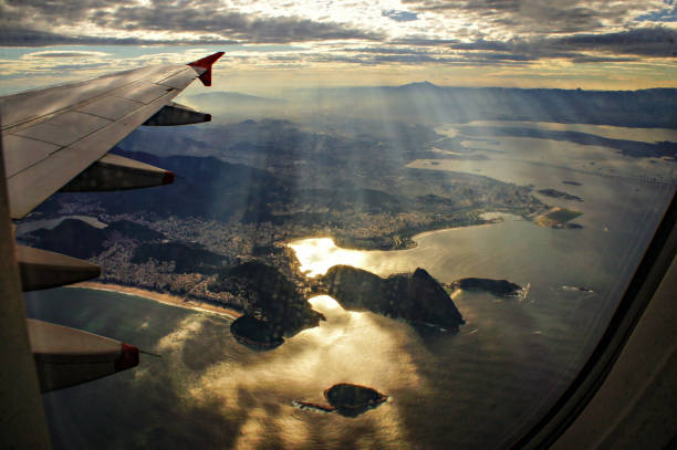 istock Airplane View of Rio de Janeiro by Sunset 1485015428