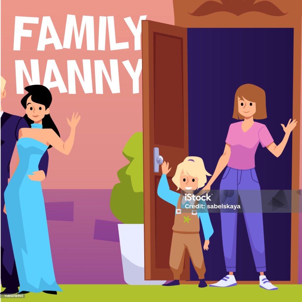 Nanny Vector Squared Banner About Family Nanny Flat Style Vector Illustration Stock ...