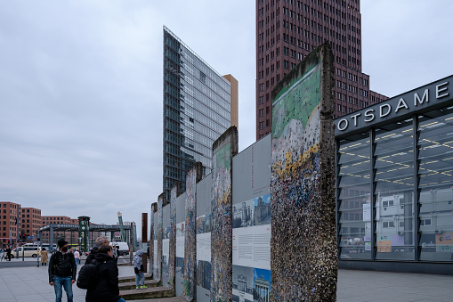 Berlin, Germany - April 18, 2023 : View of parts of the Berlin wall at Potsdam Berlin Germany