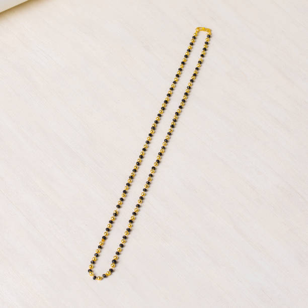 istock Gold Plated Pearl & Black Beads Limboli Mala Chain 1485017929