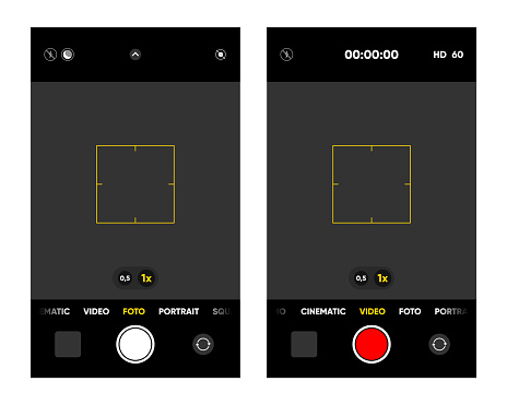Handheld Camera Interface Camera Interface On Smartphone Screen Photo Video Ui In Mobile Phone ...