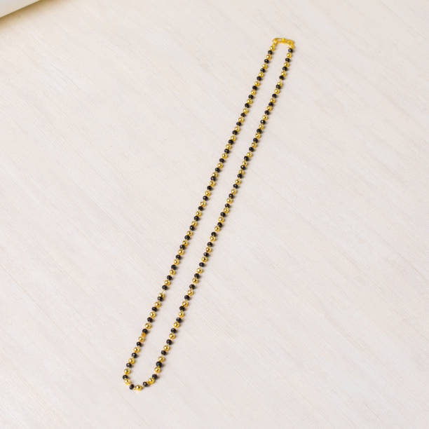 istock Gold Plated Pearl & Black Beads Limboli Mala Chain 1485019058