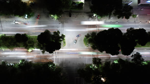 istock View from the height of the night intersection 1485024749