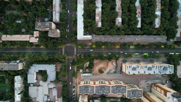 istock Top view from a drone on central road of Almaty 1485024762