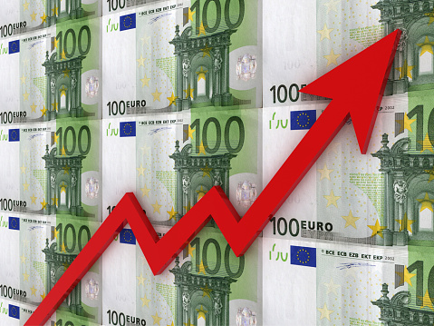 a large pile of euro banknotes - 10, 20, 50, 100 euros.