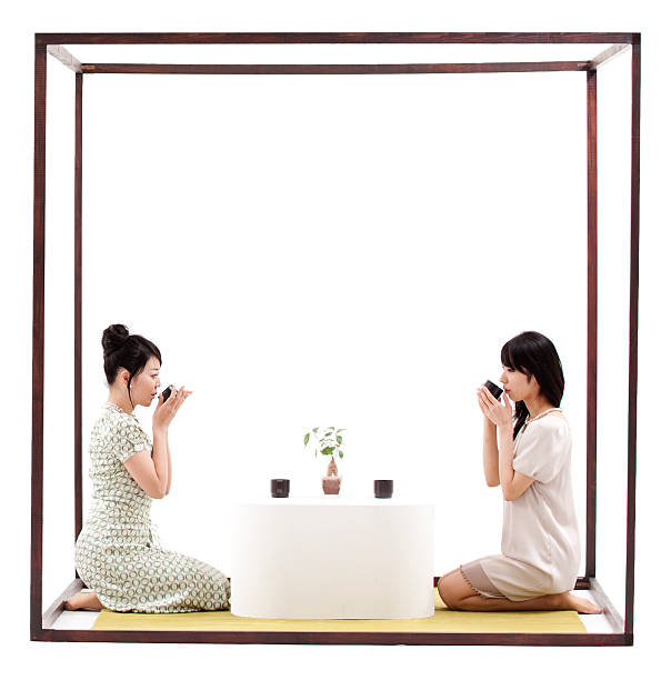 the tea ceremony - kare i̇ki boyutlu şekil stok fotoğraflar ve resimler