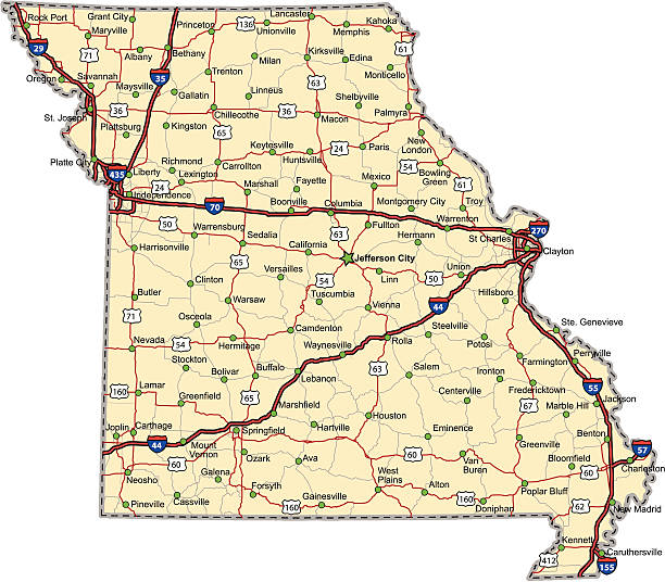 Missouri Highway Map vector art illustration