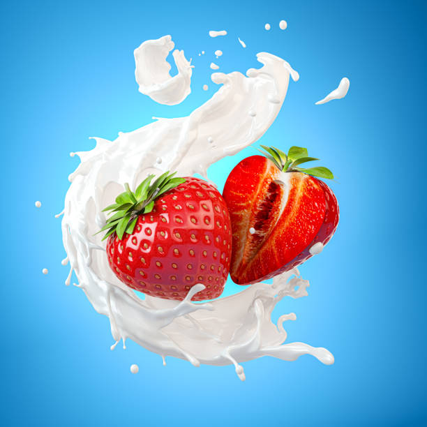 istock Strawberry in a milk, cream or yogurt splash. 1485033495