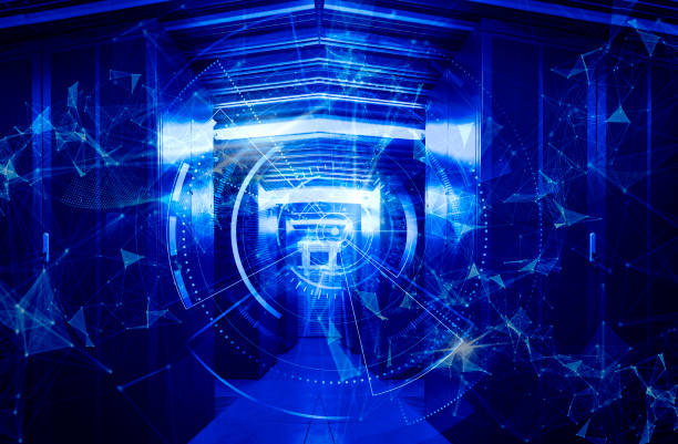 istock 3D render. Corridor of working datacenter. Digital Dreams series. Arrangement of technology background with virtual visualization components on the subject of science, 1485037541