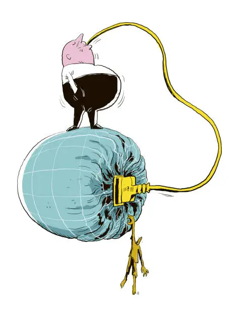 Vector illustration of Tech Company Exploiting the World