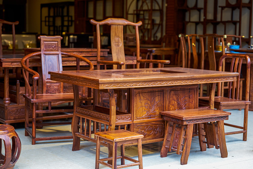Chinese style mahogany furniture chair and table set
