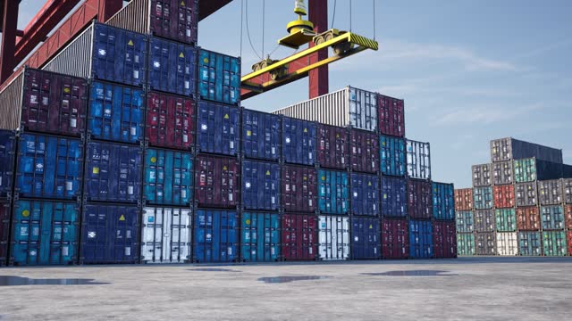 Port Cargo Transshipment Hub - 4K Resolution