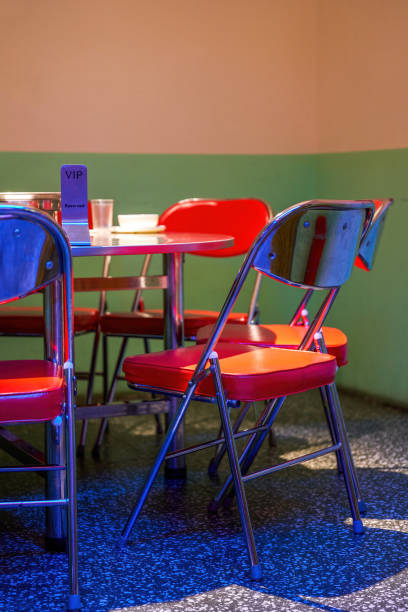 istock Eighties retro style Chinese restaurant food stall seating 1485058314
