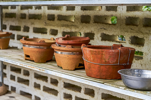 ceramic flower pot set mockup isolated