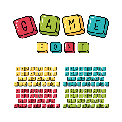 Board Games Colorful Token Font. Home Entertainment Playful Alphabet. Leisure Games Abc.