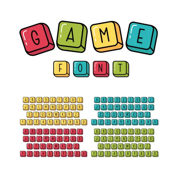 Vector illustration of Board Games Colorful Token Font. Home Entertainment Playful Alphabet.