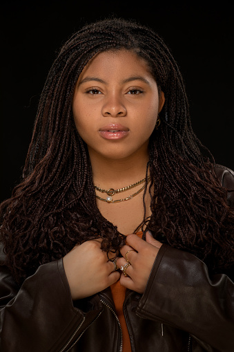 Black female teenager studio portrait