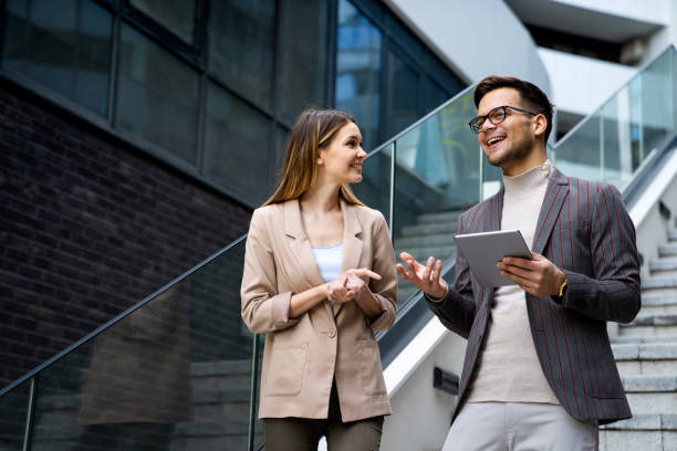 istock Successful business colleagues people working together on digital devices. 1485074515