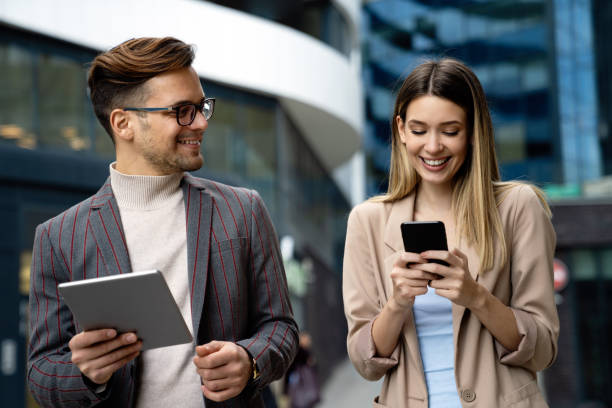istock Successful business colleagues people working together on digital devices. 1485074637