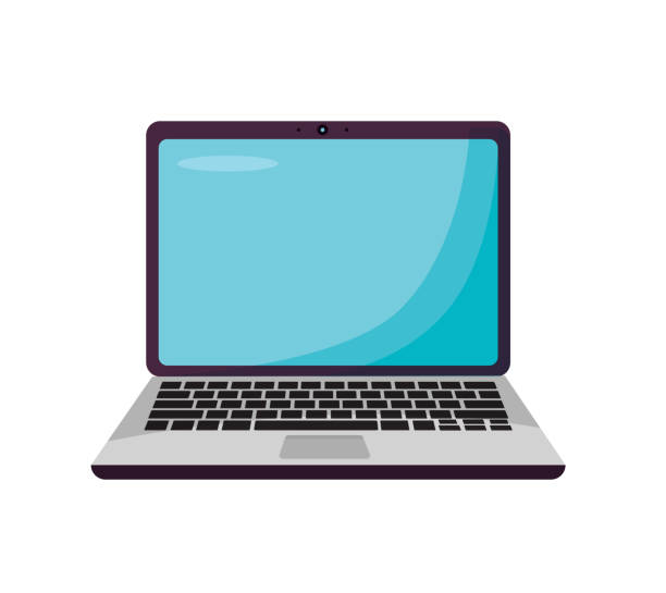 simple computer laptop isolated vector illustration - laptop stock illustrations