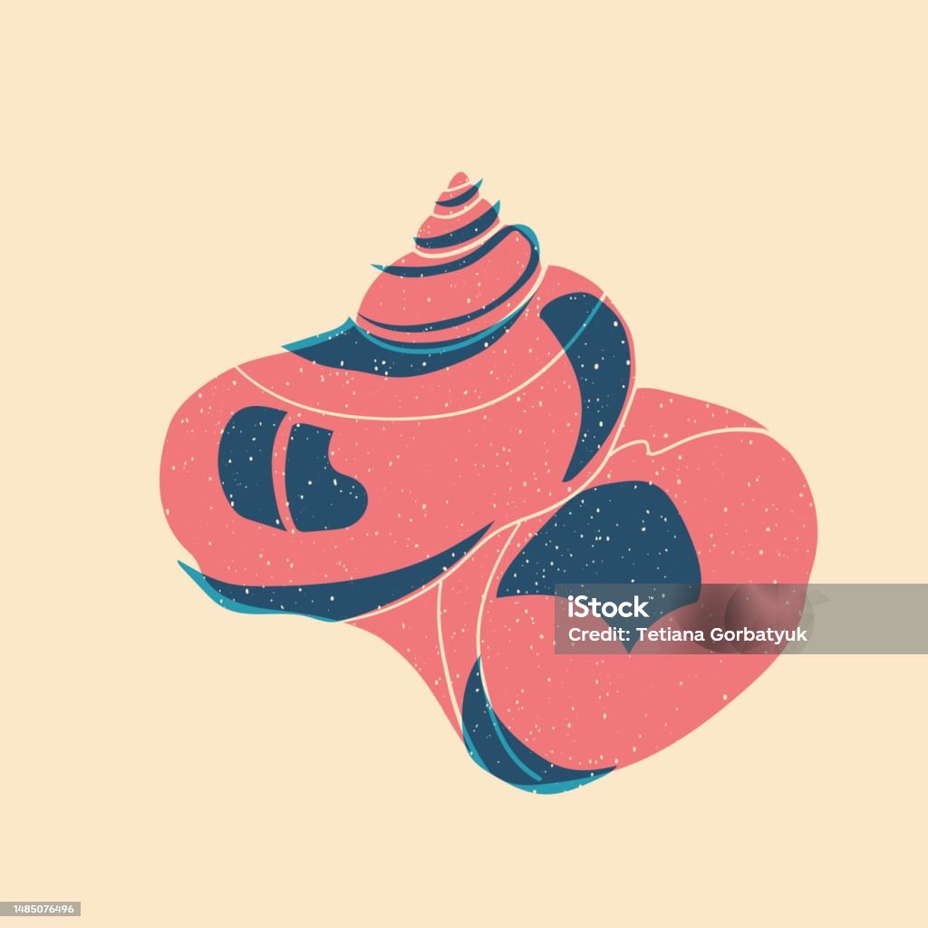 Shell Screenprint Sea Shell Colorful Cute Screen Printing Effect Retro Print Effect ...