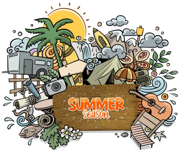 Vector illustration of summer picnic materials