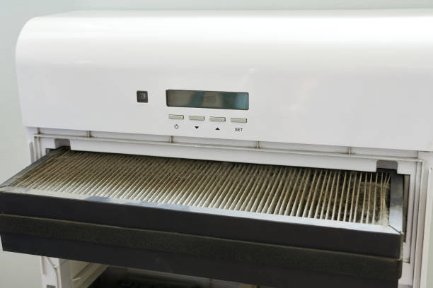 istock Changing the filter in the ventilation system. Close-up of the ventilation system with filter. 1485081987