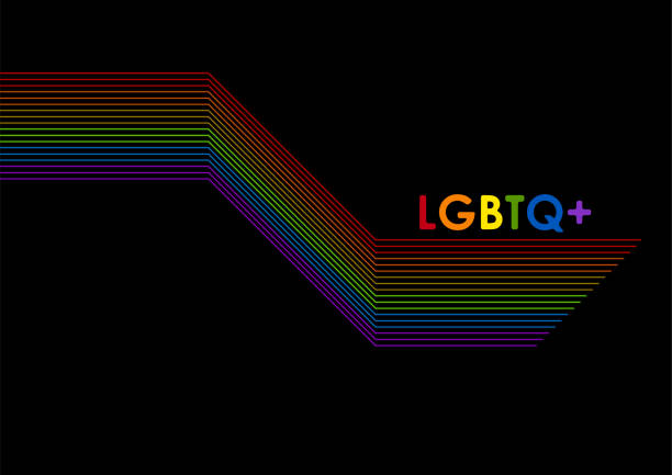lgbtq 프라이드의 달 추상 네온 벡터 배경 - neon light rainbow bright gay pride stock illustrations