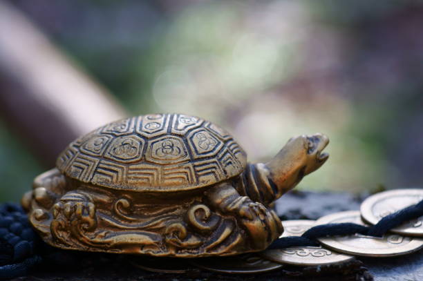 istock A metal turtle and Chinese coins. A religious symbol. 1485086695