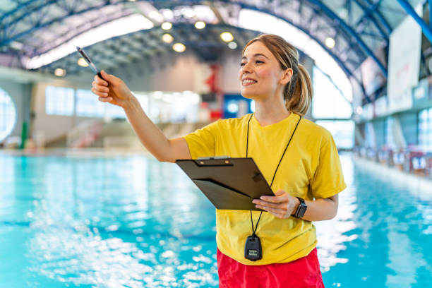istock Lifeguard at a swimming pool 1485093139