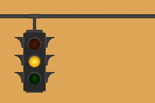 Amber traffic light, driving symbol, vector illustration.