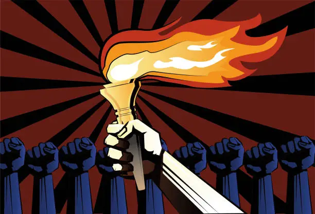 Vector illustration of fist and torch