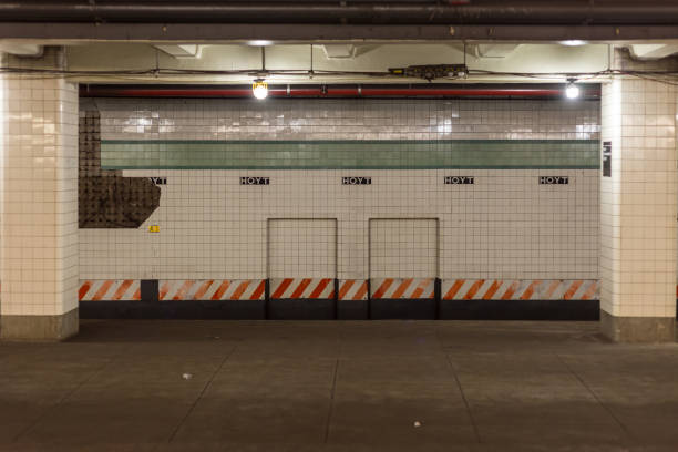 istock Tiled wall in underground subway station 1485095855