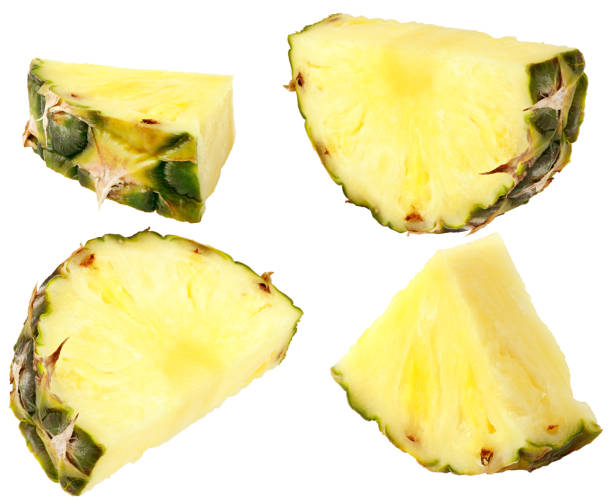 istock Isolated pineapple fruit collection.  Different angle of pineapple pieces isolated on white background with clipping path 1485096010