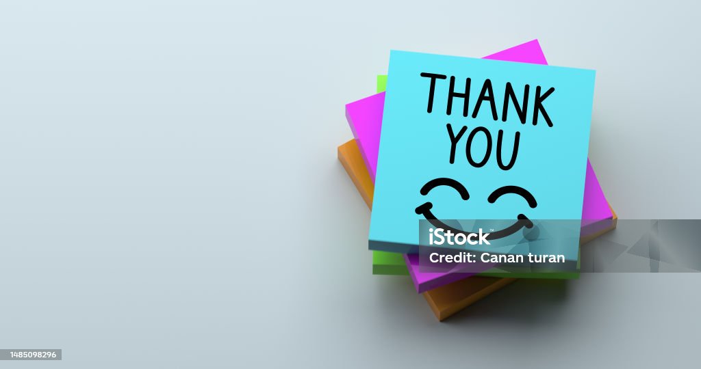 thank you note 3d render Thank You - Phrase Stock Photo