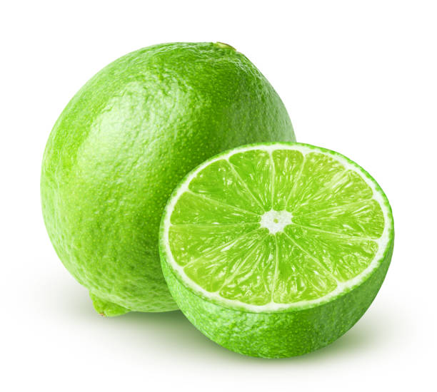 istock Isolated limes. Whole lime fruit with half isolated on white background with clipping path 1485101124