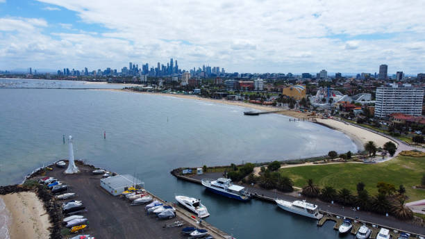 istock Port Phillip Bay - St Kilda Marina Lighthouse 1485103085