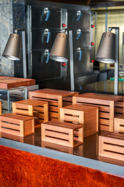 istock Tables for placing food in a cafeteria 1485105293