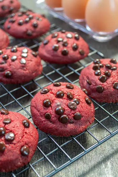 Photo of Red velvet chocolate chip cookies