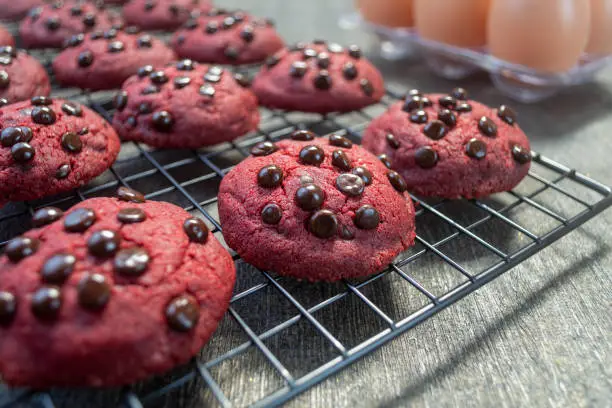 Photo of Red velvet chocolate chip cookies