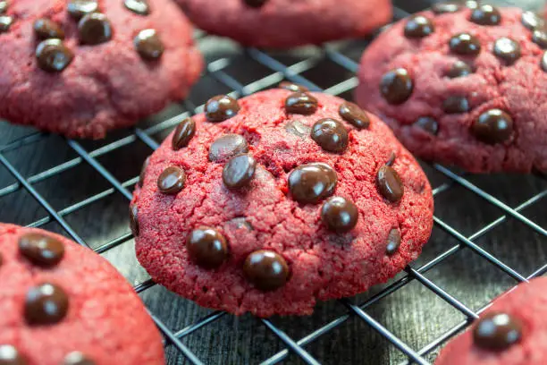Photo of Red velvet chocolate chip cookies