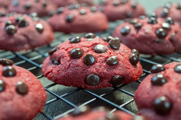 Photo of Red velvet chocolate chip cookies