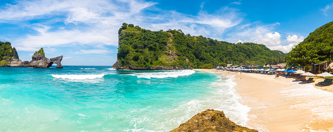 panoramic view atuh beach in nusa penida, indonesia