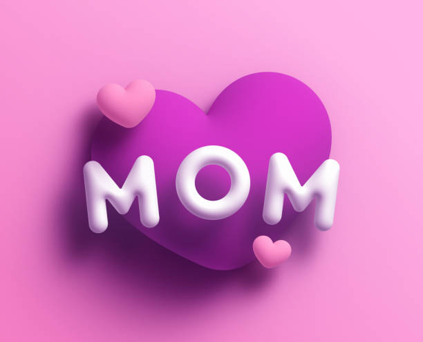 Mom Love Heart Mother's Day 3D Design Element stock photo
