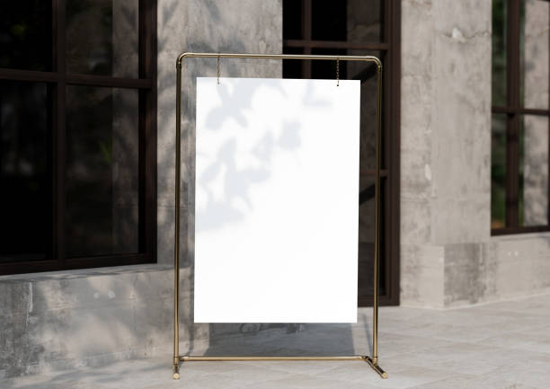 istock Wedding white Board, welcome sign, Seating chart Mockup , outdoors. Greeting template with clipping path. 1485110184